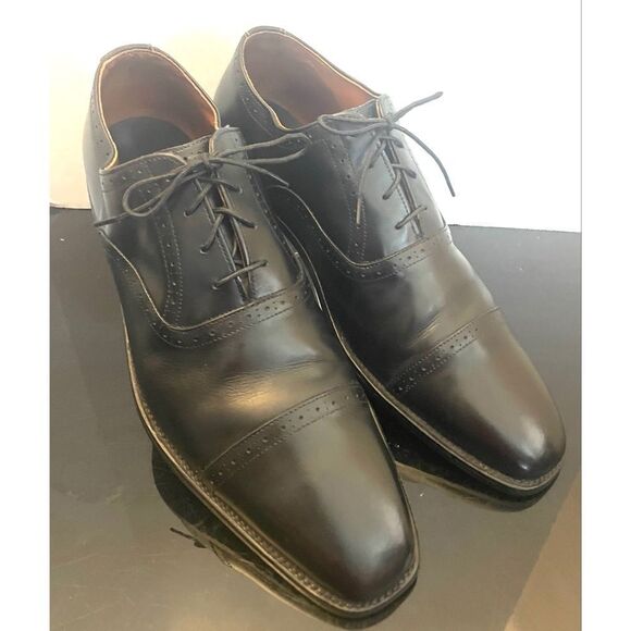 Allen Edmonds Evanston Men's BLACK Leather Shoes Lace-up Cap Toe Size 13B - Picture 1 of 12
